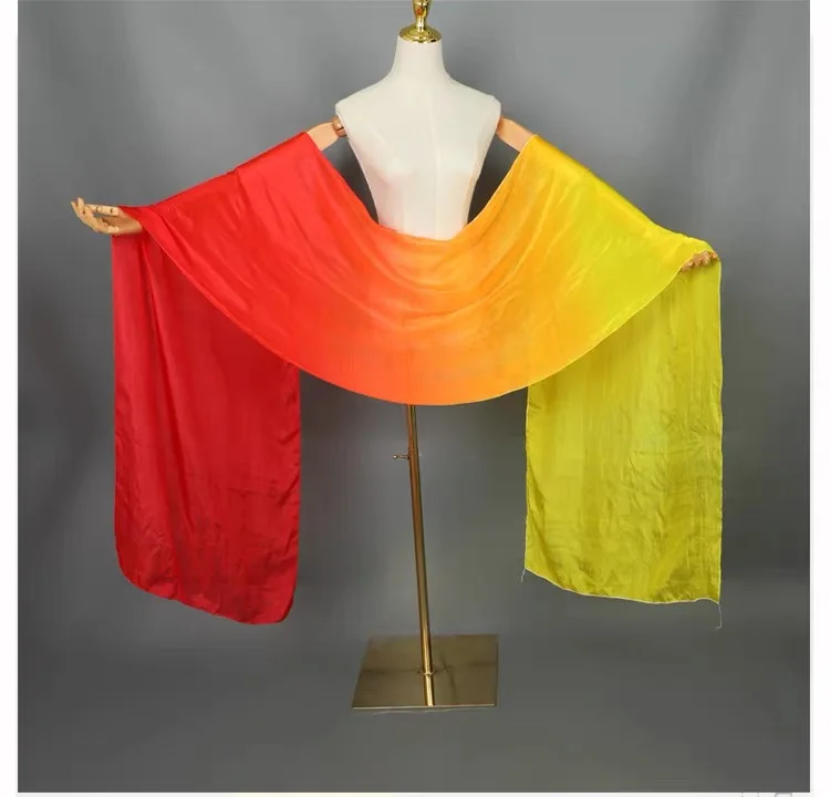 Customized 3M/4M Long Silk Veils and Imitation Silk Gradient Color 100% Real Silk Veil and Imitation Silk Stage Show Ribbon Veil