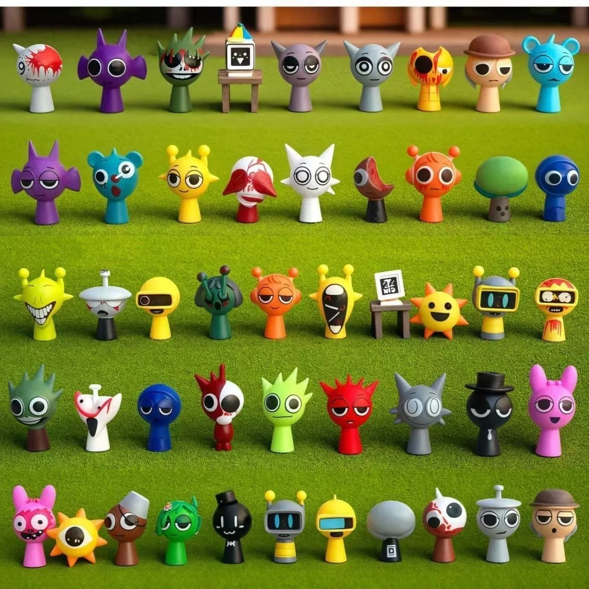 Hot New 48pcs/Set Mini Sprunki Action Figure Toy Cartoon Movie Sprunki Wenda Model Doll Figurines Kids Gift