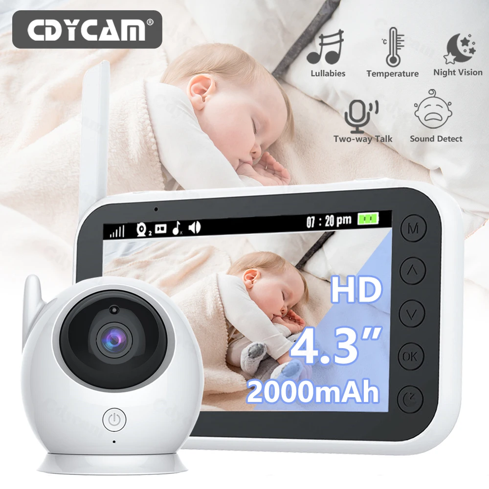 4.3 inch 2000mAh Battery Baby Monitor Camera Video Two Way Audio Intercom Auto Night Vision Kids Security Camera Babysitte