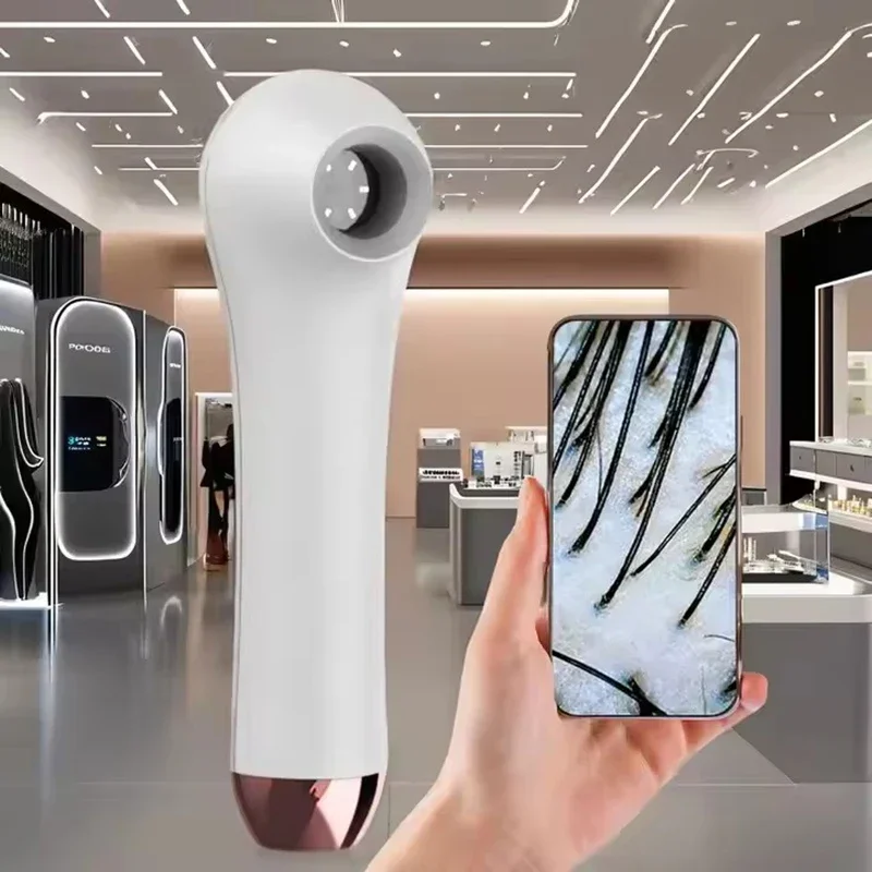2025 الرقمية HD البصرية اللاسلكية Dermatoscope كشف فروة الرأس المسام المكبر جهاز تحليل شعر الوجه المهنية