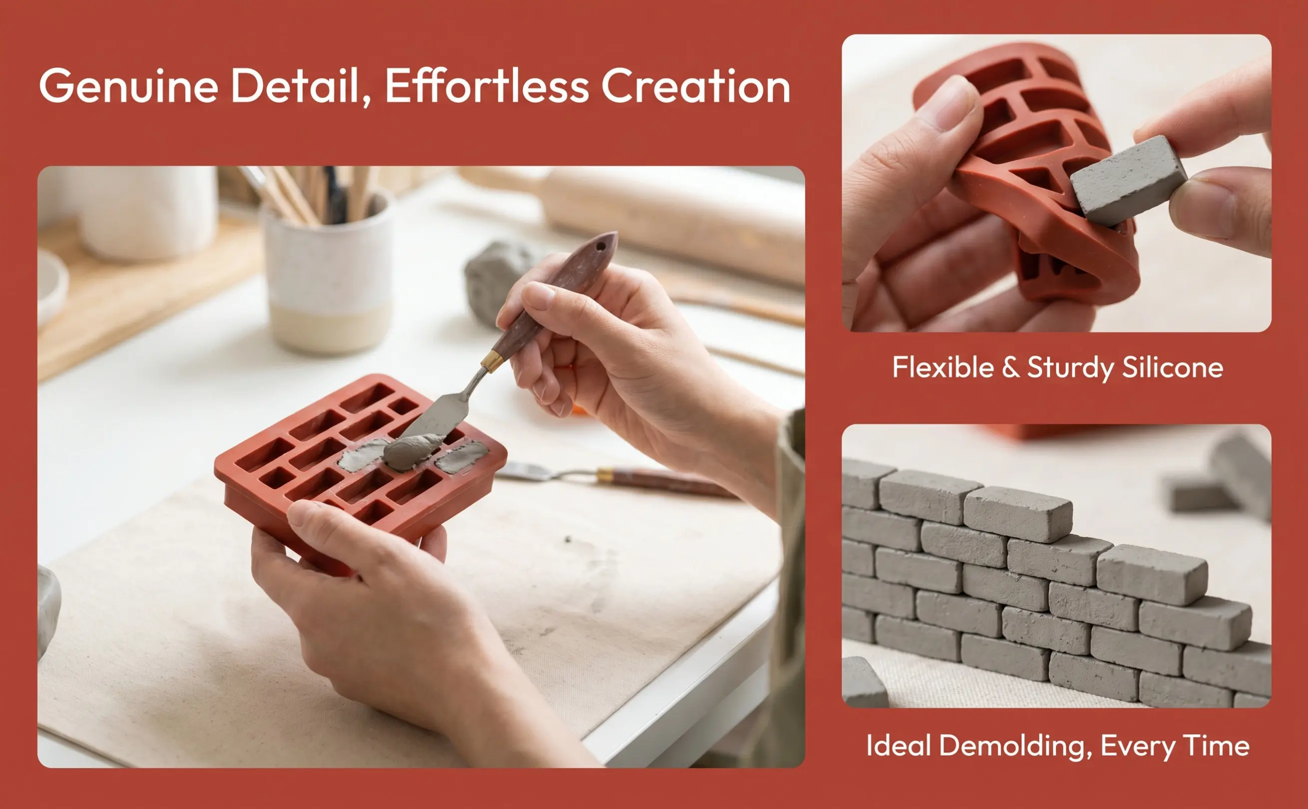 Mini Brick Silicone Mold Realistic Miniature Bricks for DIY House Craft Sand Table Accessories Simulation Brick Mold Modeling