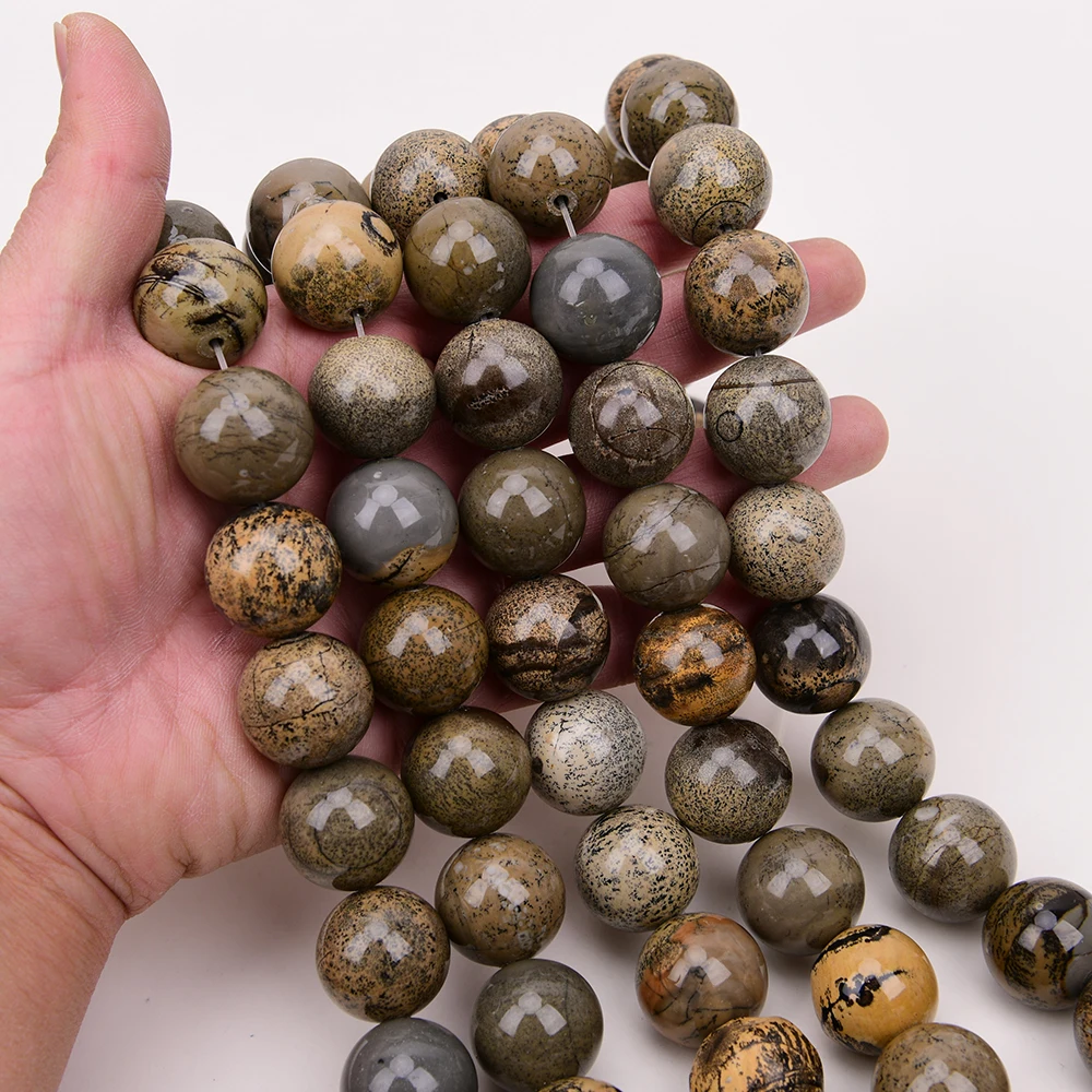 APDGG Huge 22MM Natural Mix Color Grass Flower Jasper Smooth Round Gems Stone Loose Beads 15.5\'\' Strands Jewelry Making DIY