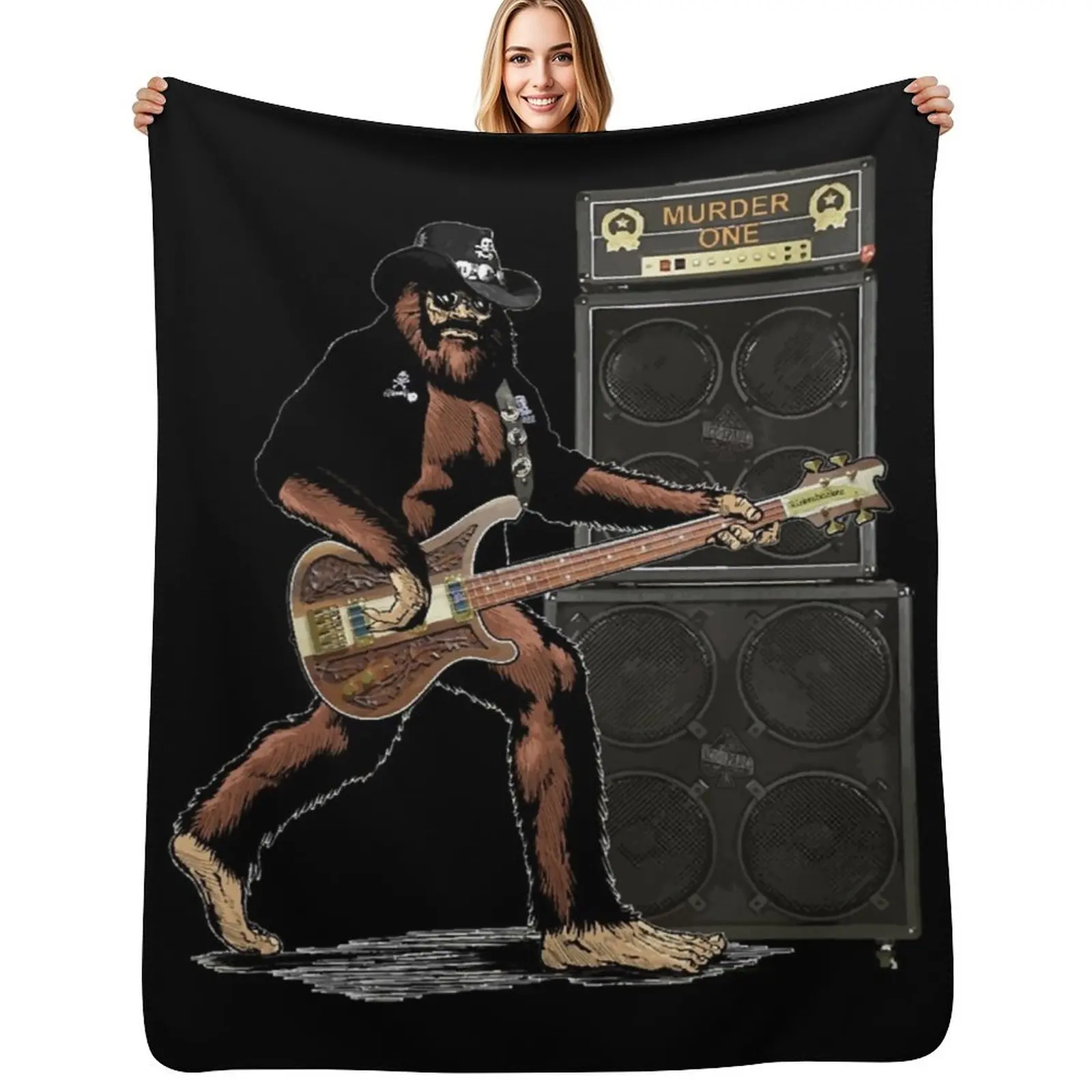 Bigfoot Heavy Metal Bass Guitar Rocks! Throw Blanket valentine gift ideas Shaggy Baby Luxury Designer For Sofa Thin Blankets