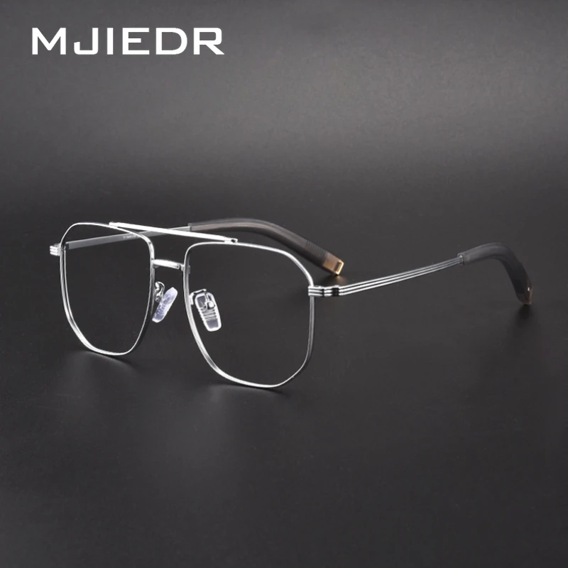 Fashion Retro Pilot Double Bridge Glasses Ultra Light Pure Titanium Eyewear Optical Prescription Eyeglasses Frames Big Size Man