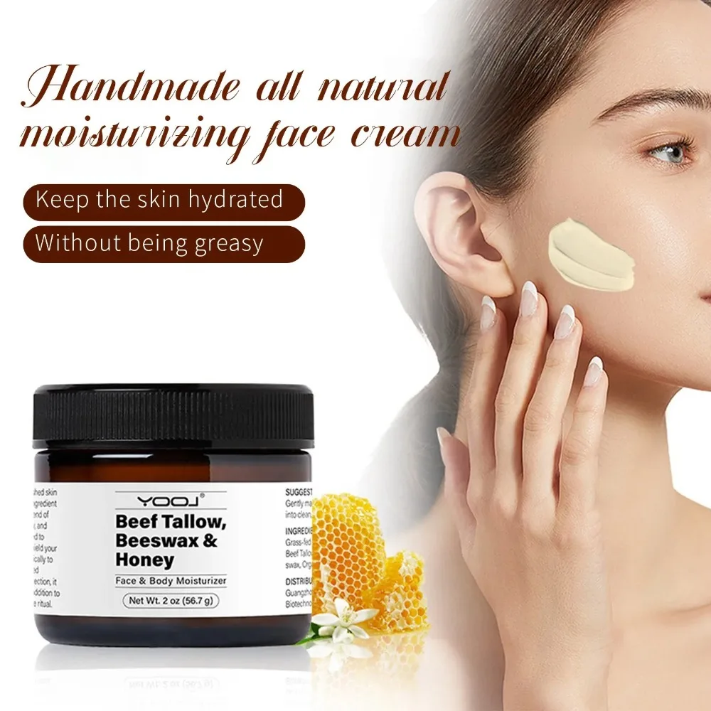 Beef Tallow Balm Raw Wild Honey Face Cream Grass Fed Organic Natural Skin Care Tallow Face Moisturizer Hydrating Whole Body Care