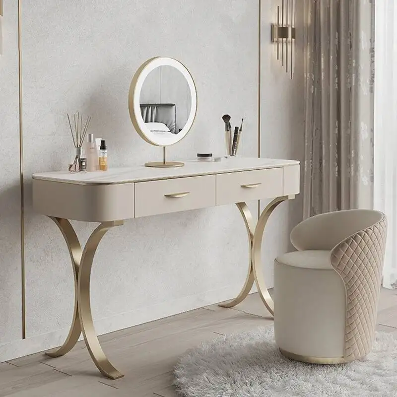 

Furniture Nordic Light Luxury Dressers for Bedroom Modern Dressing Table with Mirror and Stool Jewelry Organizer Bedroom Sets Z