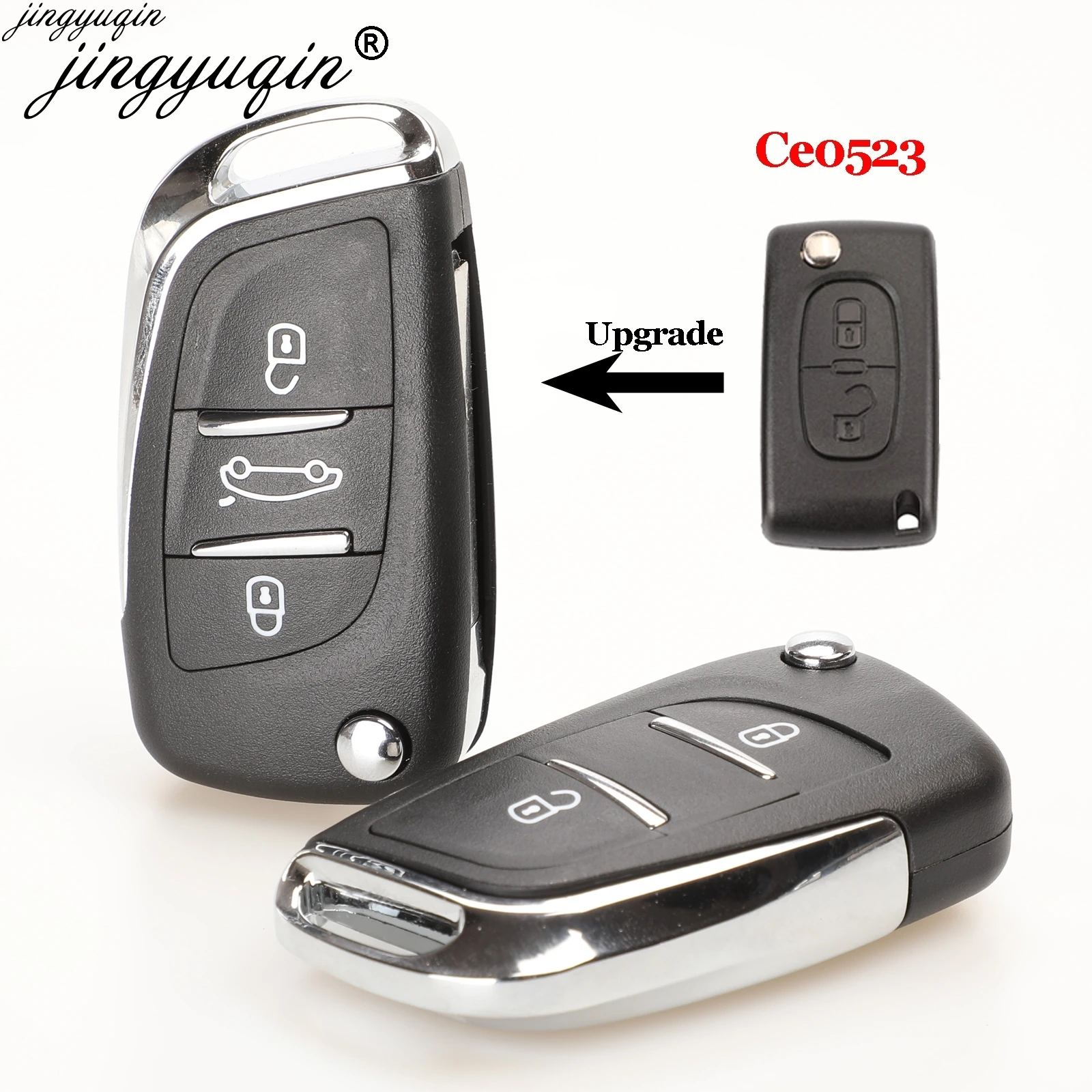 Jingyuqin 2/3B CE0523 VA2/HCA Flip Remote Key Shell Case For Citroen C2 C4 C5 C6 C8 Berlingo Picasso Peugeot 307 407 607