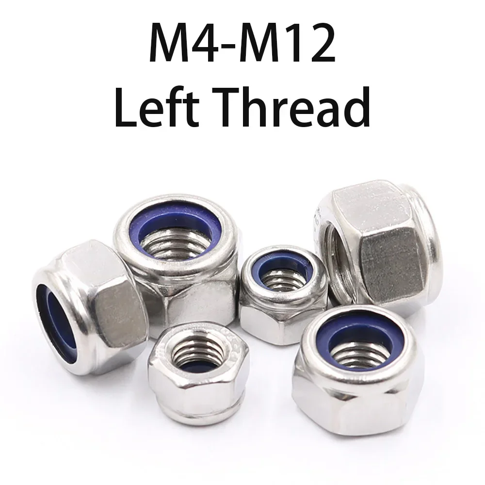 

Hex Hexagon Nylon Insert Lock Nuts Left Thread M4 M5 M6 M8 M10 M12 304 Stainless Steel Reverse Tooth Self-locking Nylon Locknut