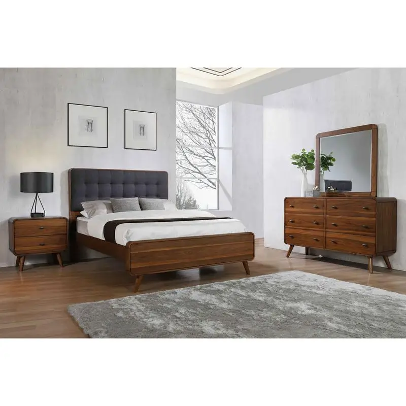 

4-Pc Dark Walnut Queen Bedroom Set - Stylish and Modern Furniture Collection for Elegant Sleep Space