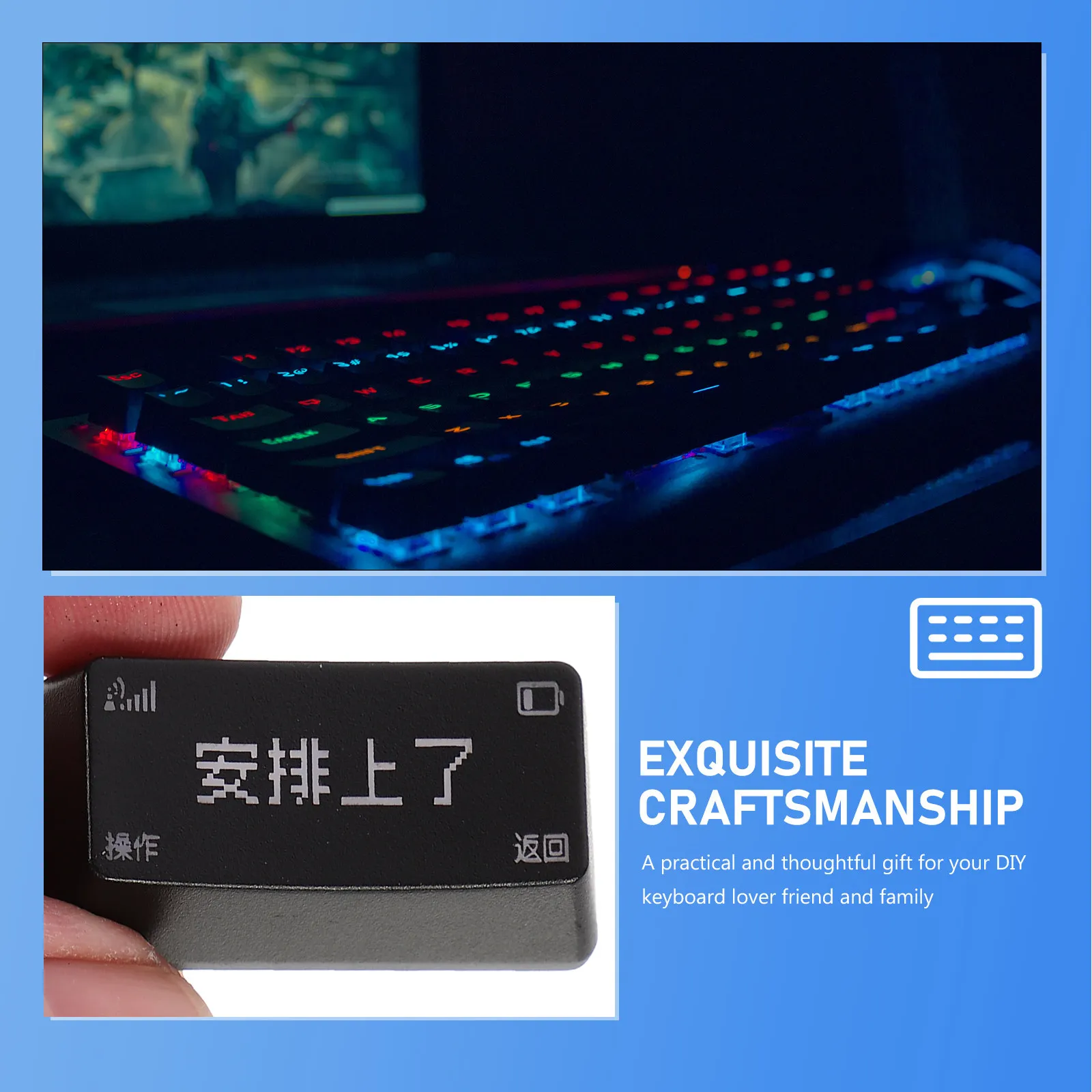 Replacement Mechanical Keyboard Key Cap Backspace See Through Pattern Matte Finish Shine Through Keycaps for Gaming Pc Keyboard
