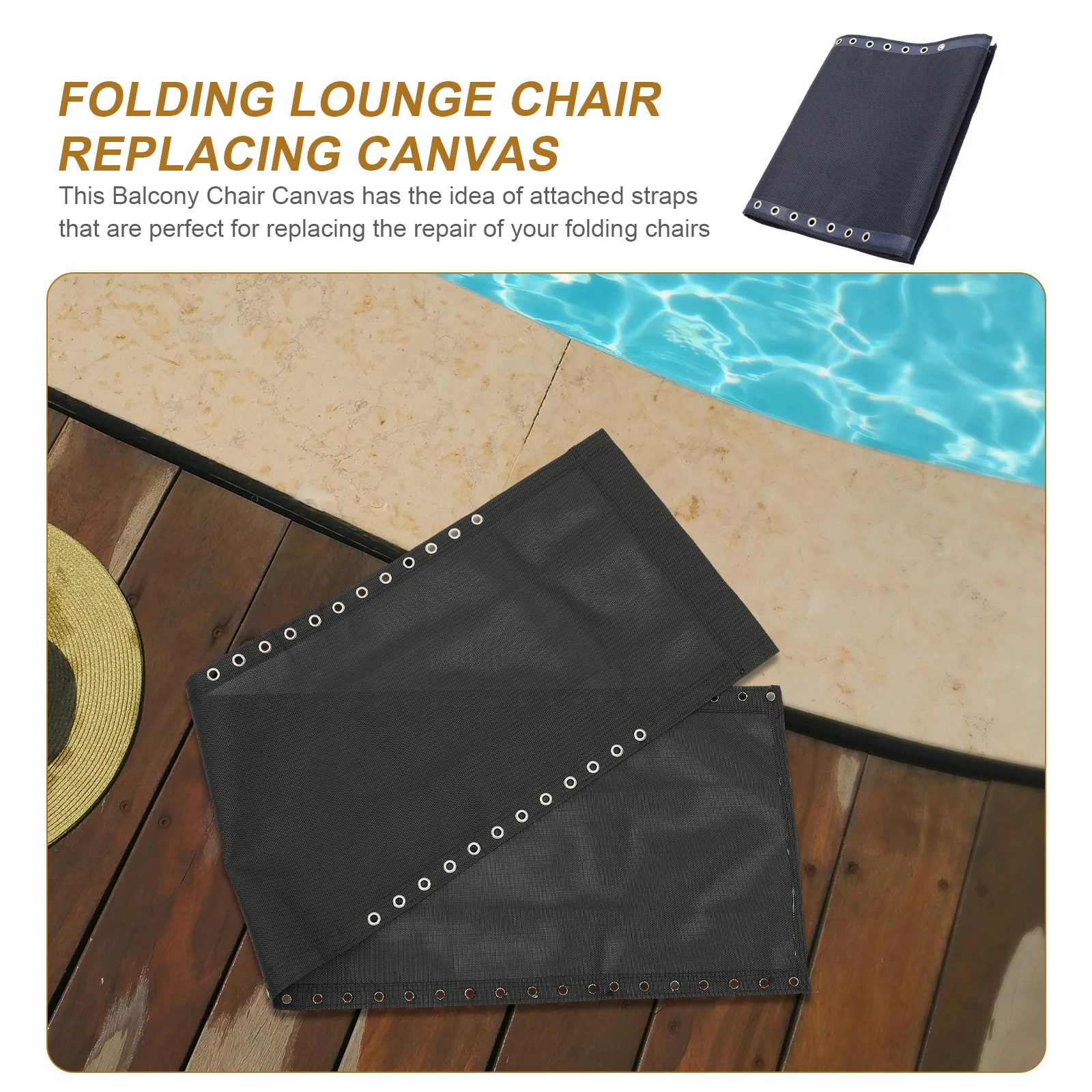 مجموعة واحدة من غطاء استرخاء عالي التحمل مقاوم للماء لكرسي سطح السفينة، قماش بديل للشرفة الخارجية، ملحقات إصلاح كرسي التخييم