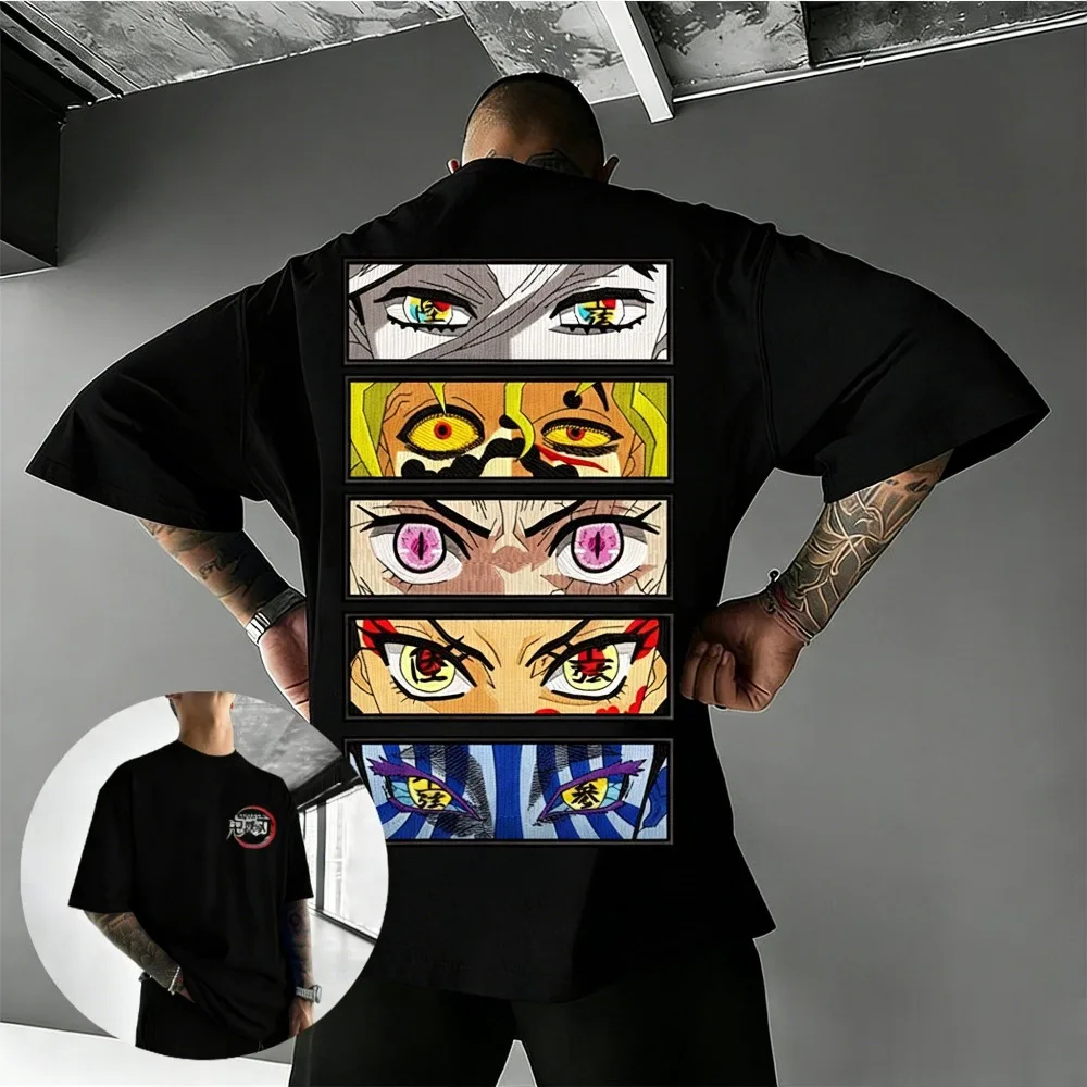 

Футболка унисекс из чистого хлопка Demon Slayer Akaza, новинка лета 2026, свободный семейный топ с короткими рукавами и принтом в стиле Харадзюку, аниме