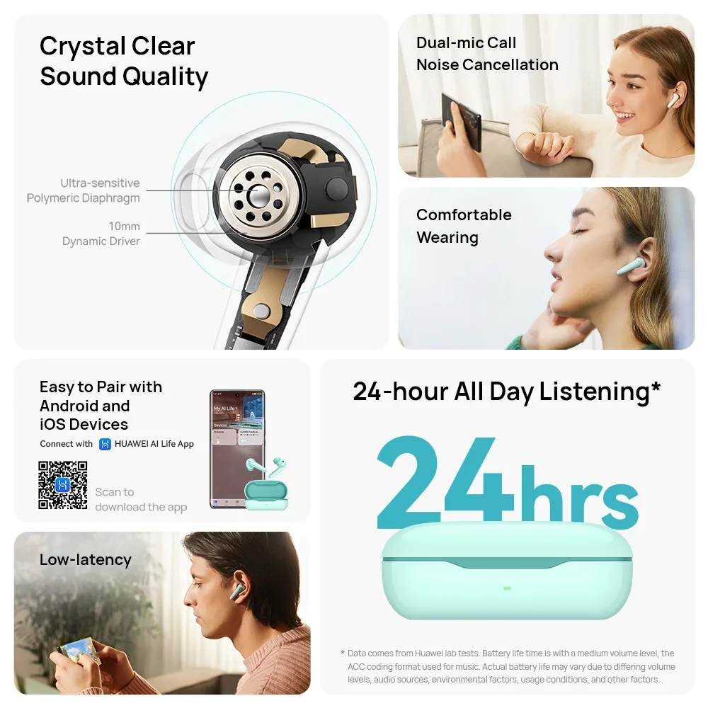 100% Original huawei Freebud SE (T0010)  Wireless Bluetooth Headphone Noice Cancel Earphone  IPX4 - Earbuds Crystal Clear Sound