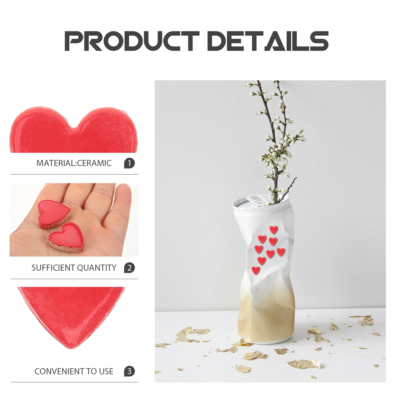 

1 set 1 Set Heart-Shaped Ceramic Flatback Smooth Surface Craft Diy Decorative Art Pieces For Cards Phone Cases Jewelry Supplies
