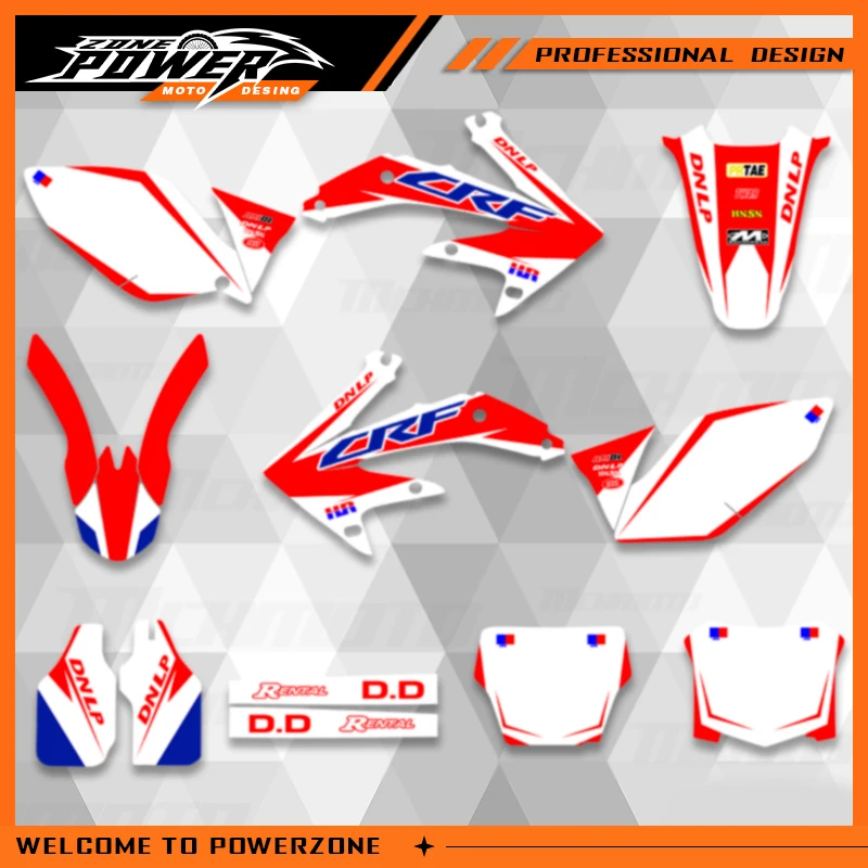 Powerzone Custom Motorcycle Numbers Names Graphics Decals Stickers Background For HONDA CRF450 CRF450R 2005 2006 2007 2008