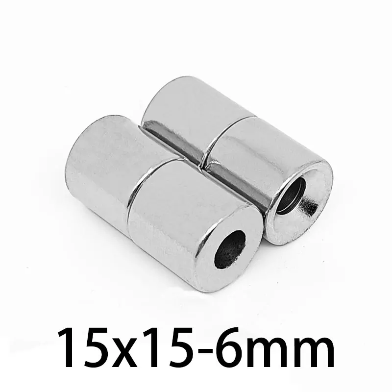 2/5/10/20PCS 15x15-6mm Neodymium Round Magnet 15x15mm with Hole 6mm N35 Super Powerful Strong Permanent Magnetic Imanes Disc