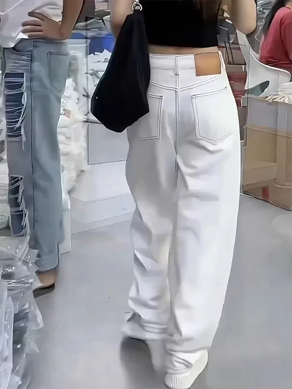 High Waist Wide Leg Jeans Women Loose Fit Curvy Bodycon Pants Banana Trousers plus Size Conceal Hip Bend Knife Pants