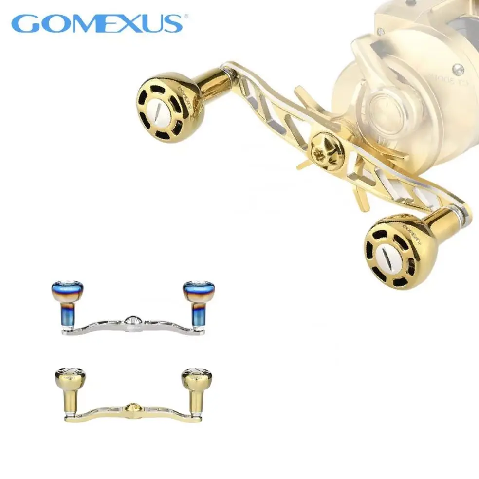 Manivela de Alumínio Gomexus 120mm para Carretilhas Shimano Antares, Daiwa Ryoga, Abu Garcia com Botão de Titânio 30mm BDH-TA30
