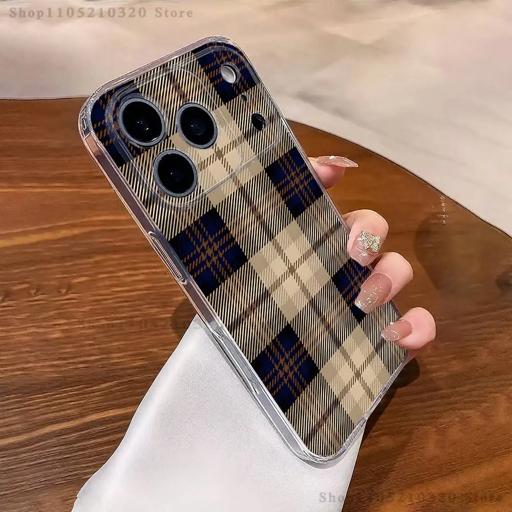 حافظة هاتف من القماش المنقوش الاسكتلندي لهاتف آيفون 17,16,11,15,13,14,12,Air,Mini,Plus,Pro,Max,Plus,E غلاف ناعم شفاف #4