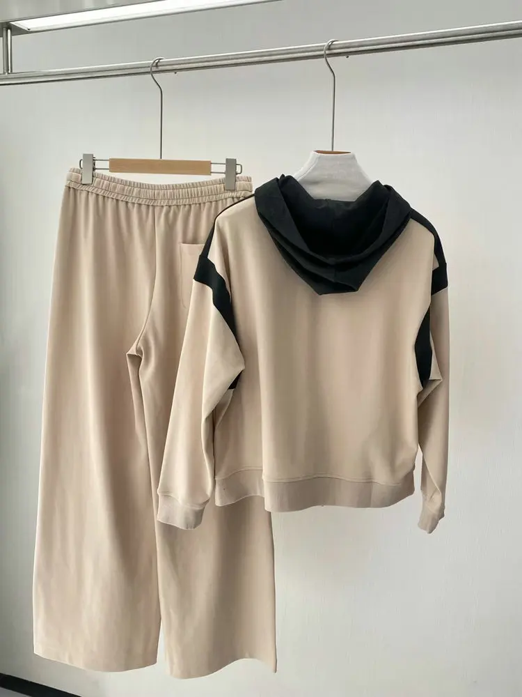 

Women's New suit Hooded Zipper Swedshirt with Elasto Waist Pants Two-piece Set