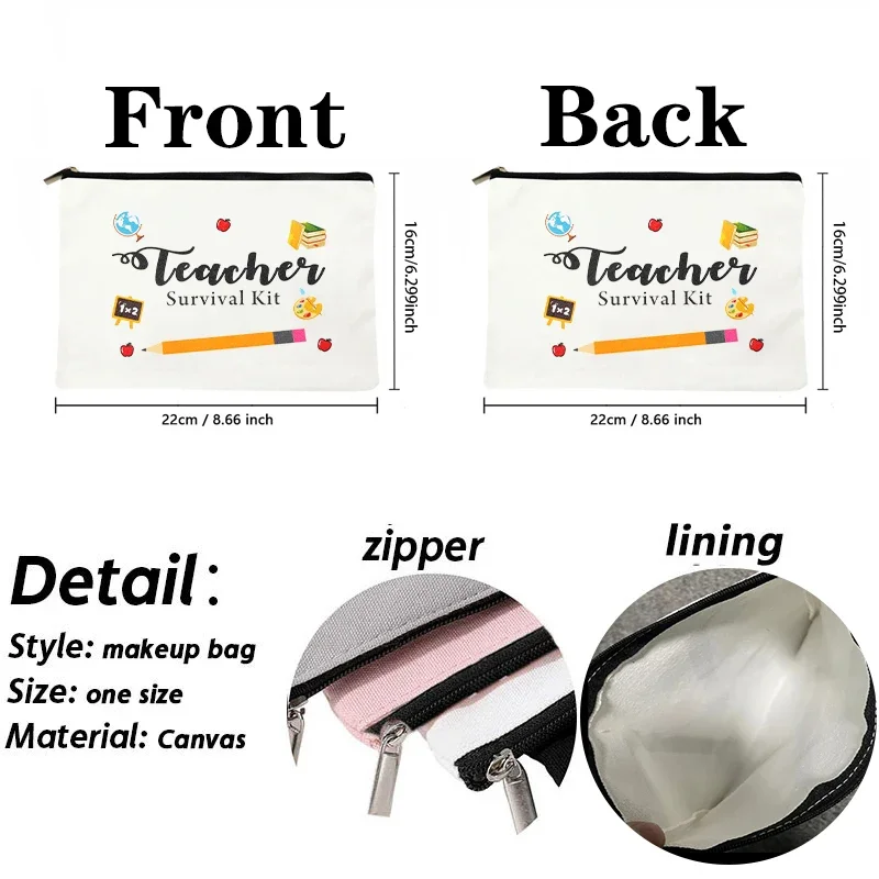 Best Teacher Ever Gift Cosmetic Pouch Organizer Teachers Survival Kits Toilet Storage Lipstick Clutch Bags Organizer Makeup Bag