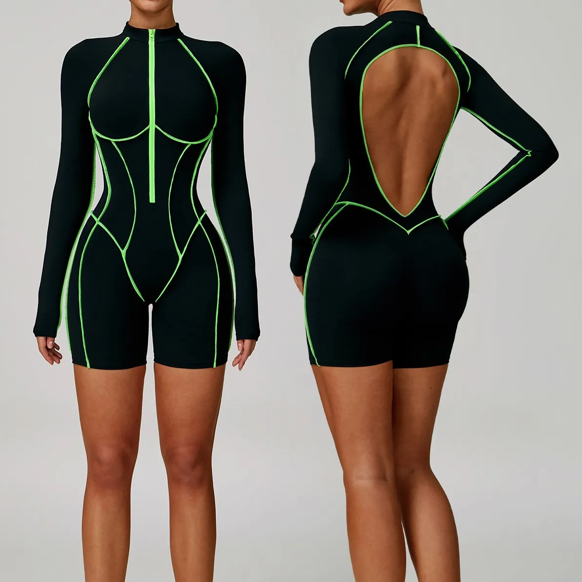 

Seamless Sexy Yoga Jumpsuits Sports Fitness Hip-lifting Backless Skinny Zipper One-Piece Workout Clothing Gym Bodysuit for Women