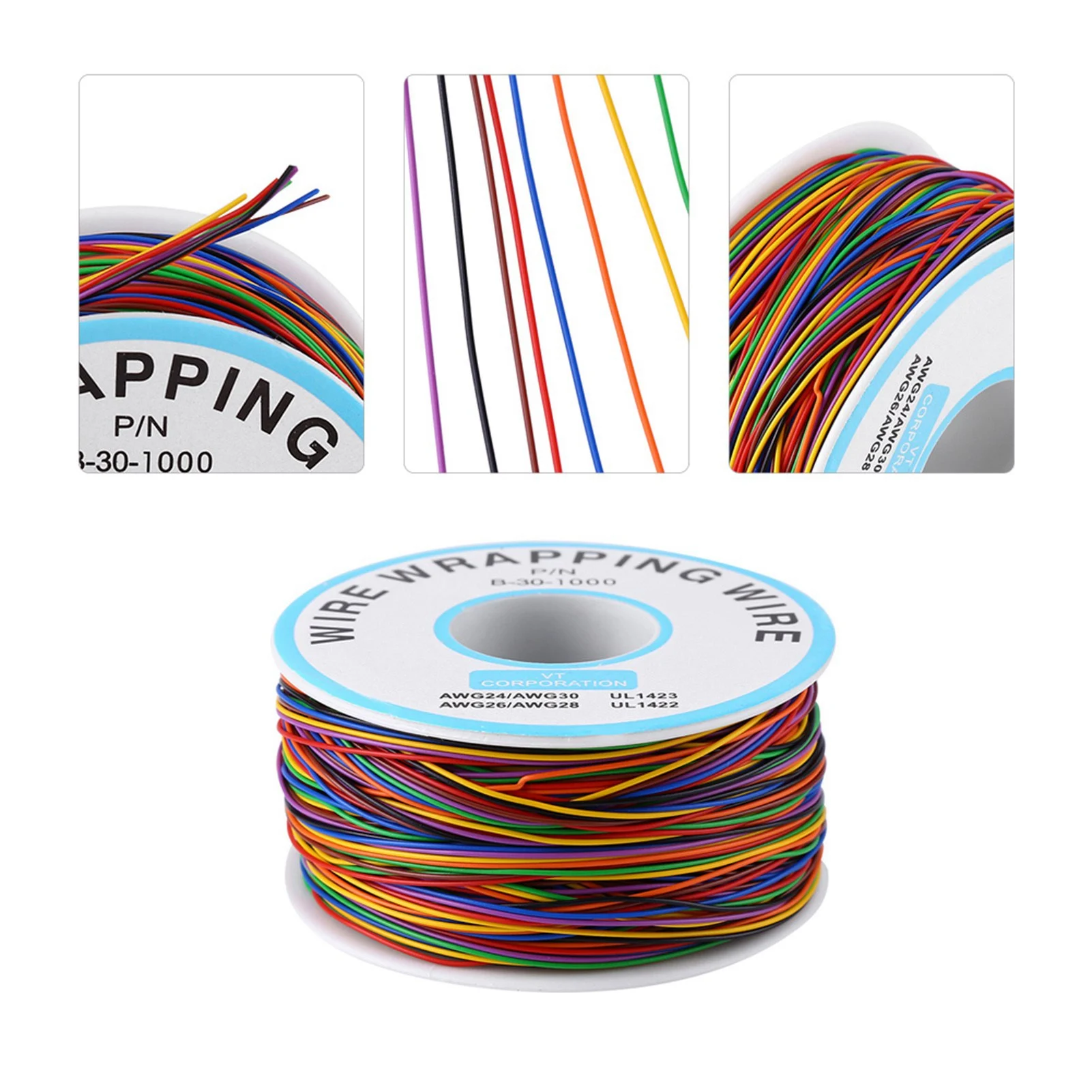 Colorful P/N B-30-1000 250m 8-Core Color-Coded Insulated Copper Test Cable Coiled Wire Electrical Wire & Cable