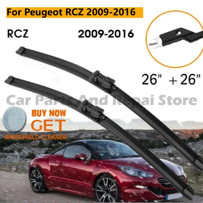 Für Peugeot RCZ 2009-2016 Knochenlose Frontscheibenwischer, Leise, Glatt, Verschleißfest