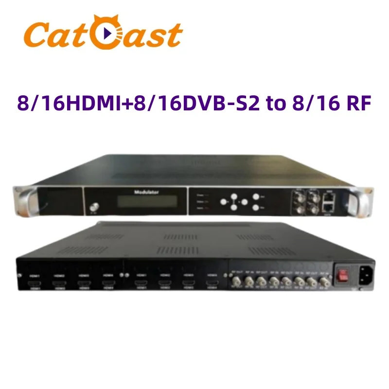 CATV Digital Modulator multi Channels HD DVB-S2 Tuner to 4/8 DVBT RF H.264 Encoder Modulator