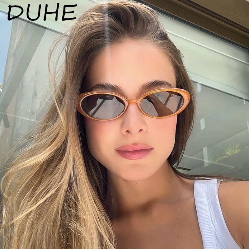 Gafas de sol de protección solar ovaladas con montura pequeña de moda retro, gafas de sol versátiles de tendencia para mujer, gafas de sol de alta gama para exteriores