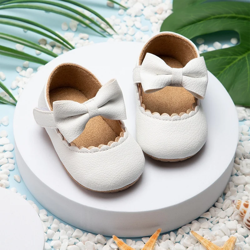 

Spring Autumn Baby PU Leather Shoes Infant Toddler Cute Bowknot Non-slip Rubber Soft-Sole First Walkers Newborn Walking Shoes