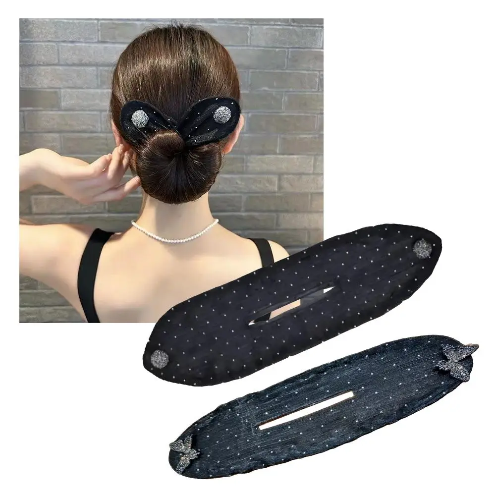 

Black Bow Clip Bun Curler Braider Hairstyle Twist Elegant Style Maker French Styling Tool Twist Hair Dount Accessories O9F7