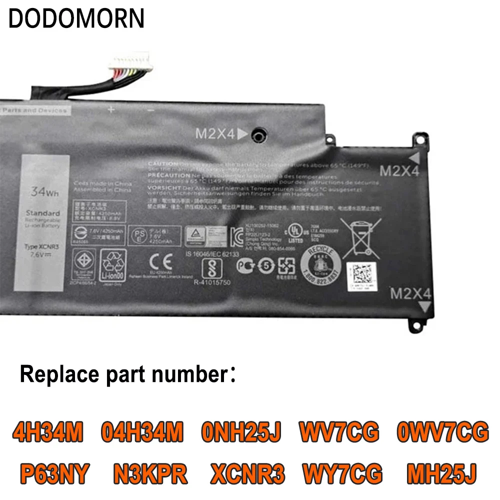 New XCNR3 Laptop Battery For Dell Latitude 13 7370 Ultrabook N3KPR P63NY WY7CG 7.6V 34WH 4250mAh Full Capacity 2 Year Warranty