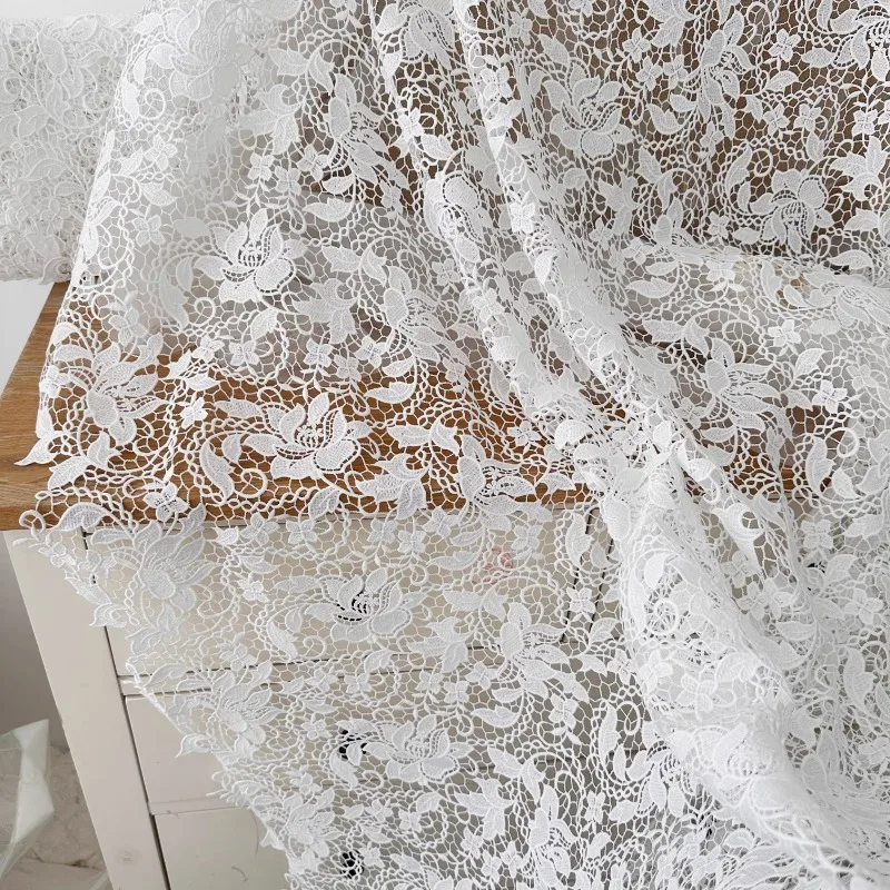 Exquisite Water Soluble Lace Fabric 130cm Wide for Wedding Dress and High-end Dress Accessories