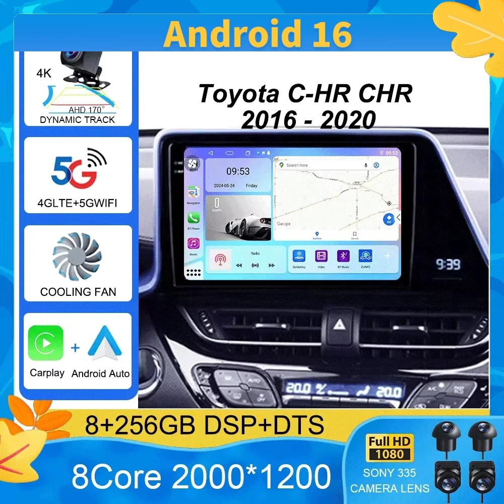 

Android 16 Car Radio For Toyota C-HR CHR 2016 - 2020 Multimedia Video Player Navigation stereo GPS No 2din 2 din dvd