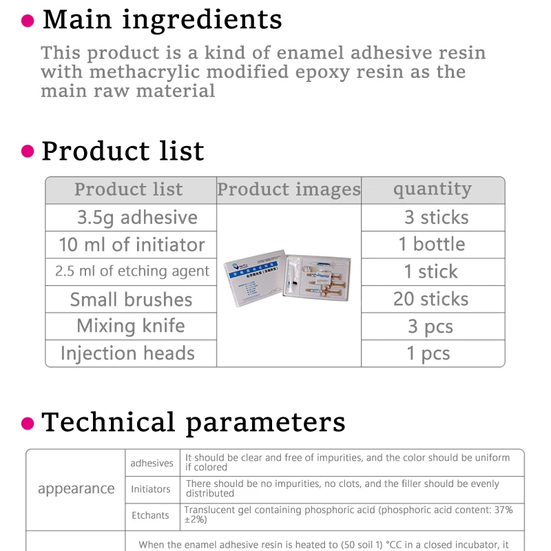 Dental Bracket Adhesive Set Orthodontic Teeth Enamel Bonding Glue Self Curing Resin Material Dentist Clinic Soft Gel Supply