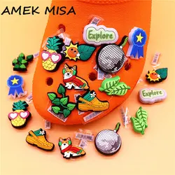 Original 1pcs Green Plants PVC Shoe Charms Clog Decorations Upper Pins Medal Pineapple Leaves Designer Shoes Buckle Accessories