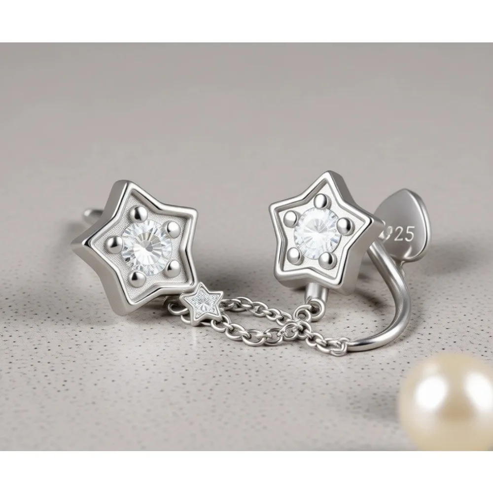

Серьги-клипсы Star Non Piercing с кубическим цирконием, гипоаллергенные, минималистичные, для женщин, в подарок