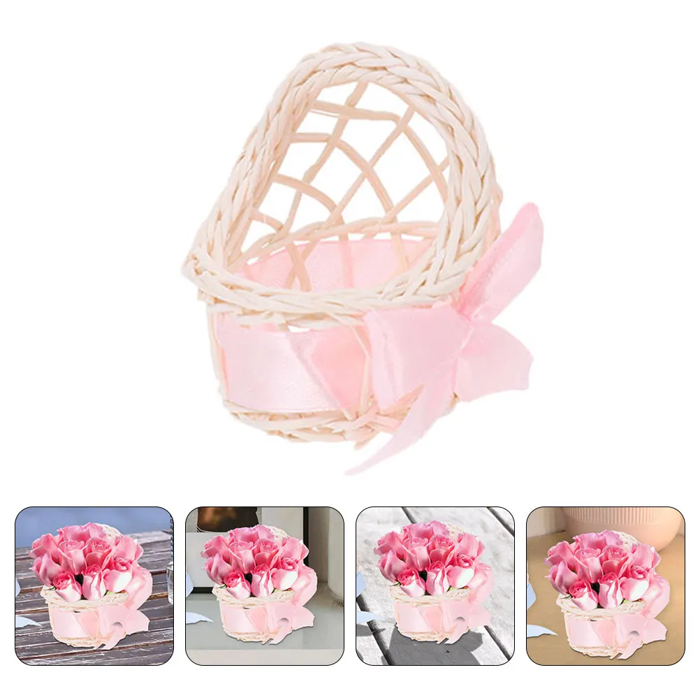 

6 Pcs Decorative Flower Baskets Miniature Woven Storage Resin Craftsmanship Premium Material Home nament House Toy