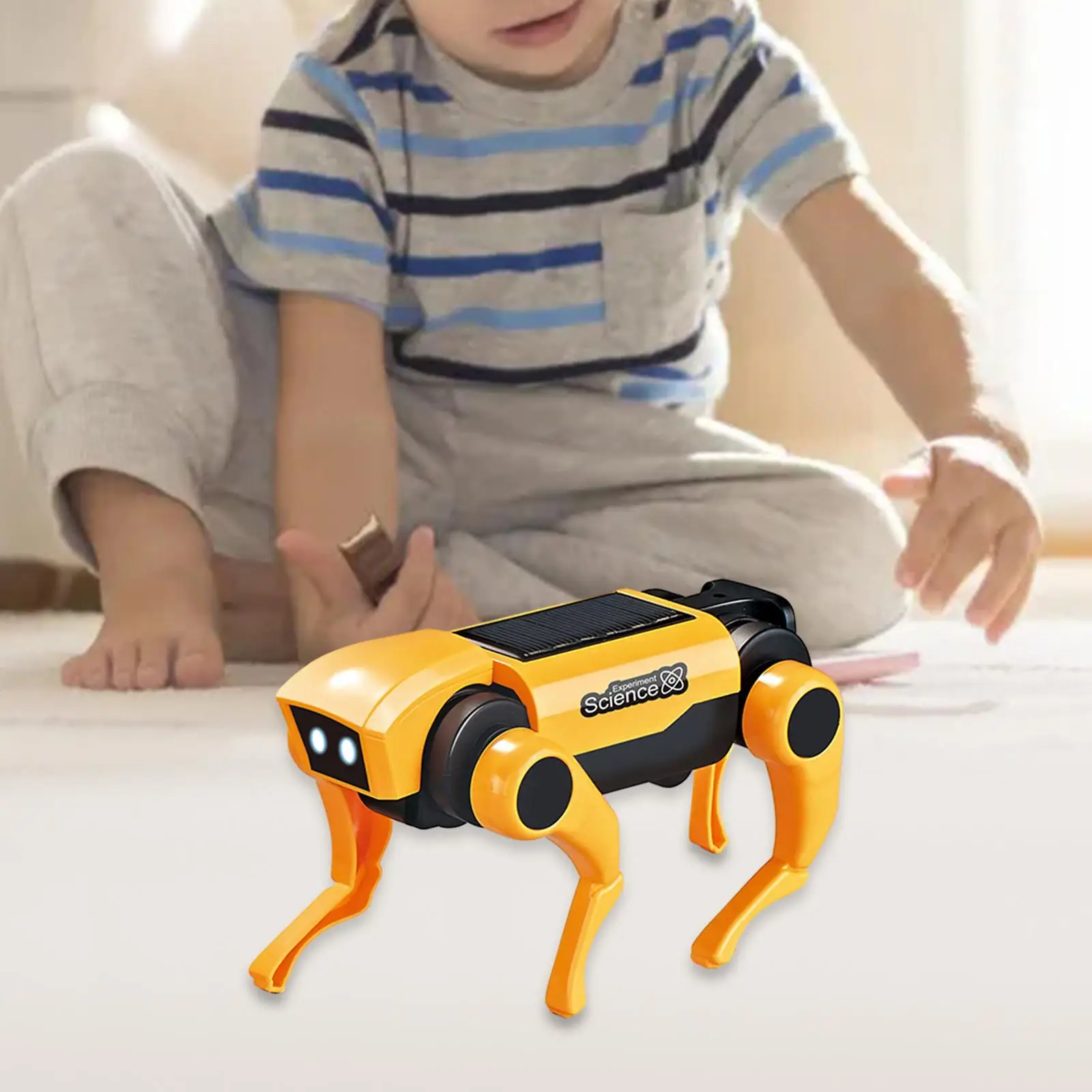 DIY Assembly Solar Robot Kit para crianças, cão mecânico, animal elétrico, bonecas de energia solar, brinquedos educativos com tronco, presente infantil