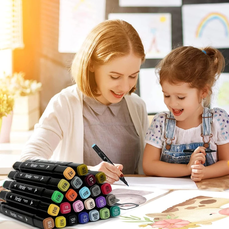 12 Colors Alcohol Oily Art Marker Pen Set for Draw Double Headed Sketching Oily Tip Based Markers Graffiti Manga  Art Supplies