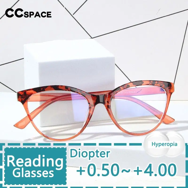 R54547 Women Leopard Reading Glasses +100 +150 +200 +250 Cat Eye Transparent Glasses Vintage Prescription Glasses