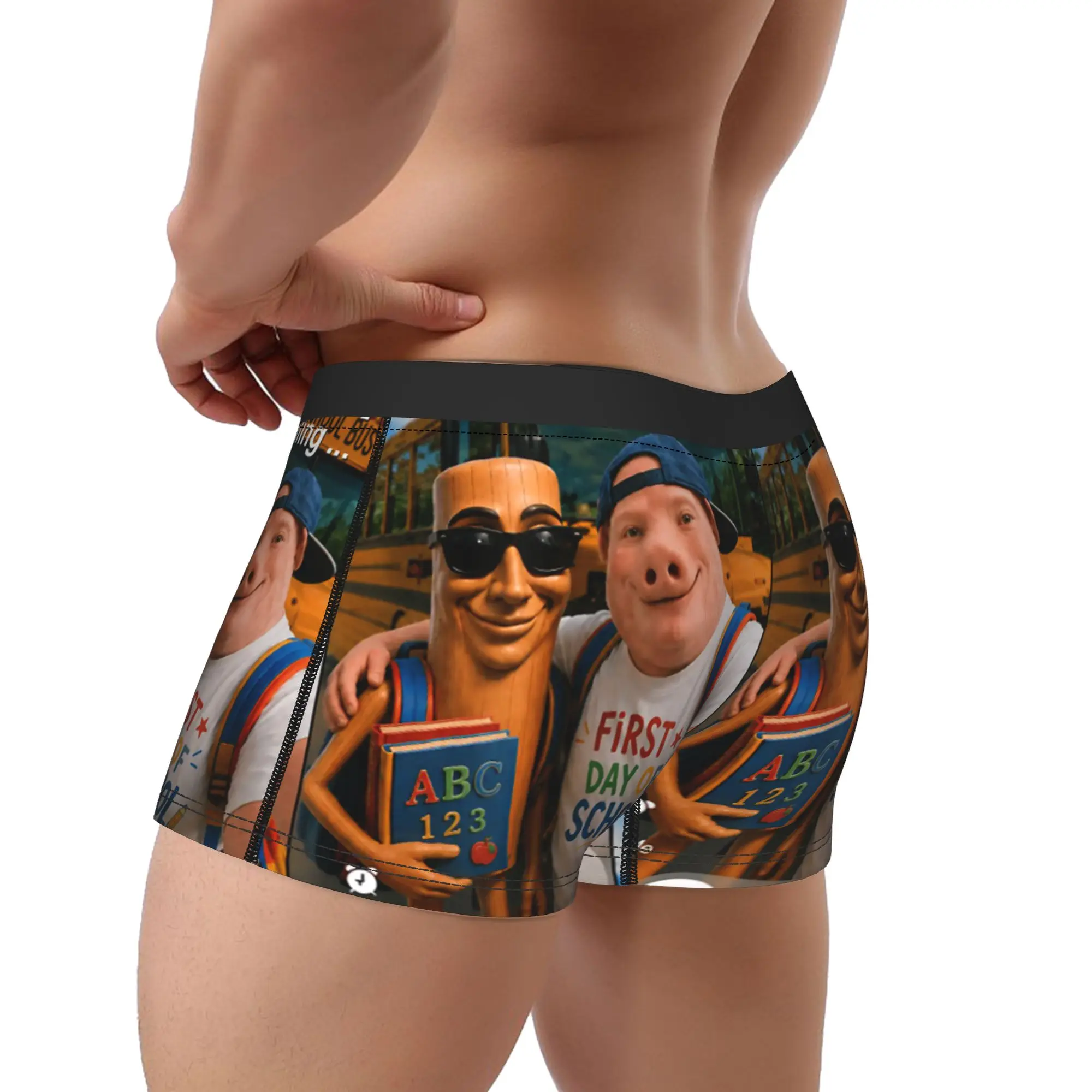 John Pork and Tung Tung Tung Sahur Back to School is Calling Underwear Trunk High Quality Man Panties Breathable Shorts Briefs