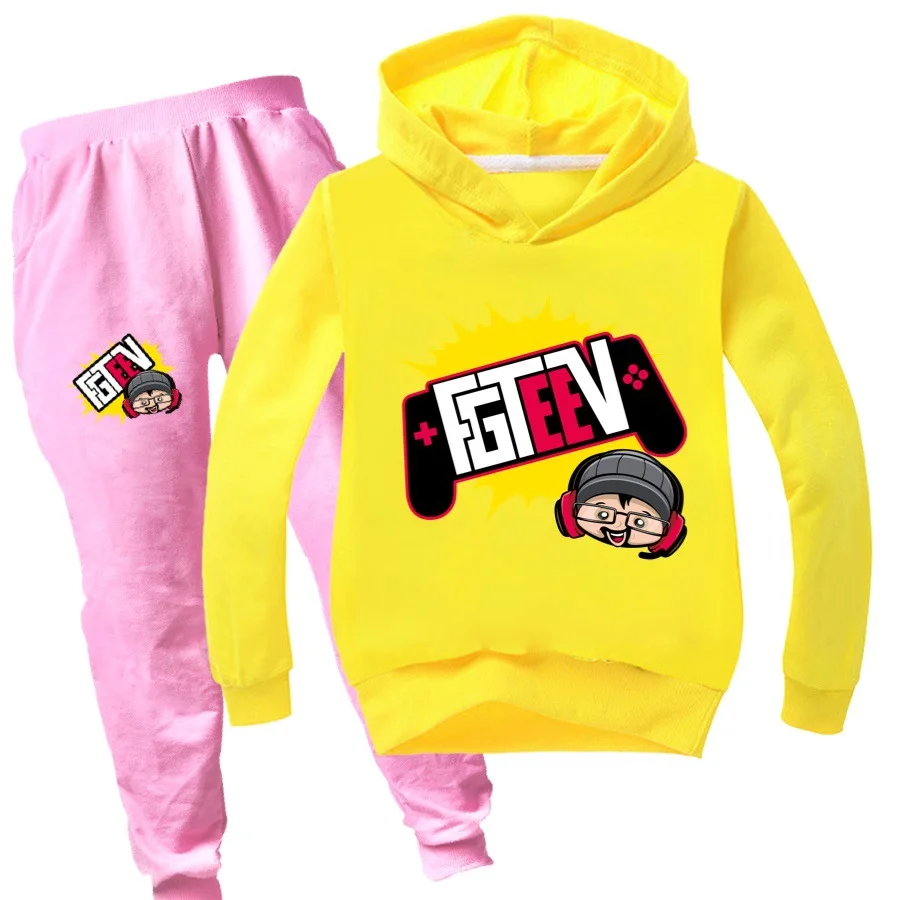 Children Clothing Set Fall Kids Hooded Set Fgteev Boys Casual Sports Pants 2pcs Cartoon Hoodies For Teens Fashion Suit Tracksuit