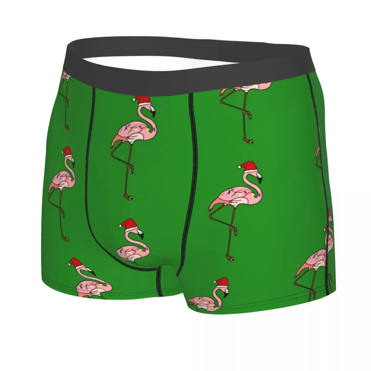 Tropical Christmas Lights Santa Pink Flaming Men Boxer Briefs Breathable Funny Underwear Print Shorts Birthday Gifts