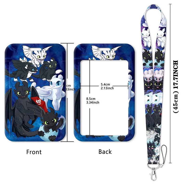 Dibujos animados película dragón juego genial cordón correa para el cuello llavero cubierta de tarjeta de identificación titular de la insignia teléfono móvil colgar cuerda llavero Accesorios