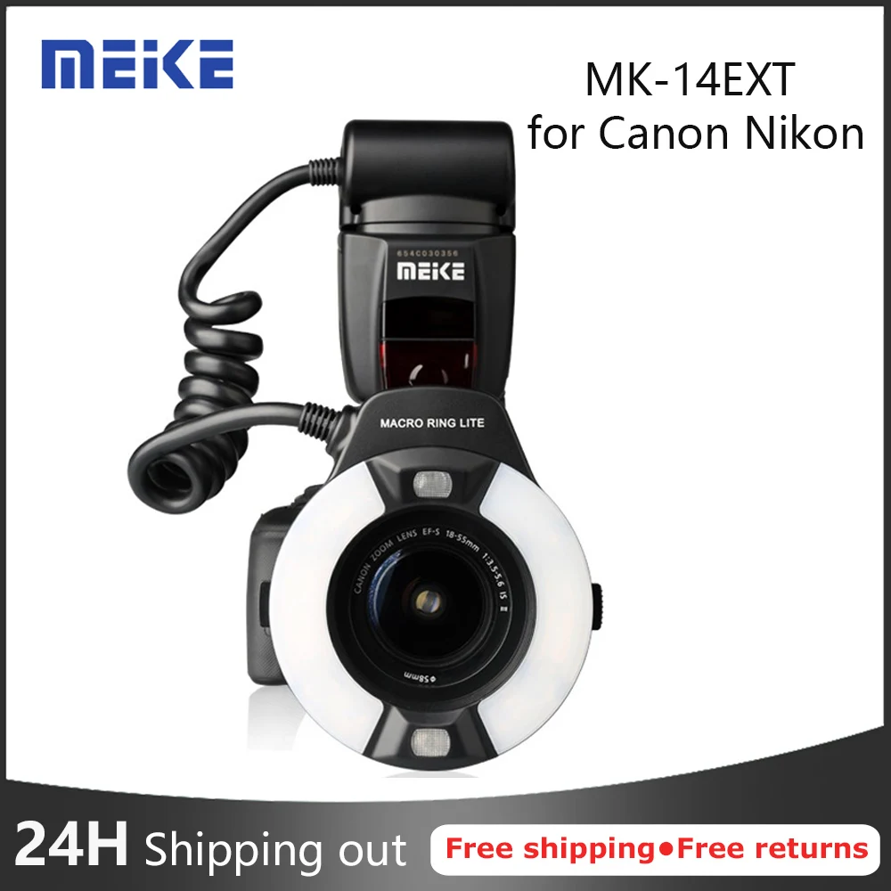 MEKE Meike MK-14EXT 링 플래시 매크로 사진, 소니 니콘 TTL 수동 AB 플래시 모드, 꽃 곤충 쥬얼리 촬영