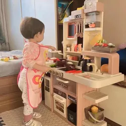 93cm Big Kitchen Toy Children's Play House Kitchenware Set Simulation Spray Mini Food Cooking Birthday Toys Christmas Gifts
