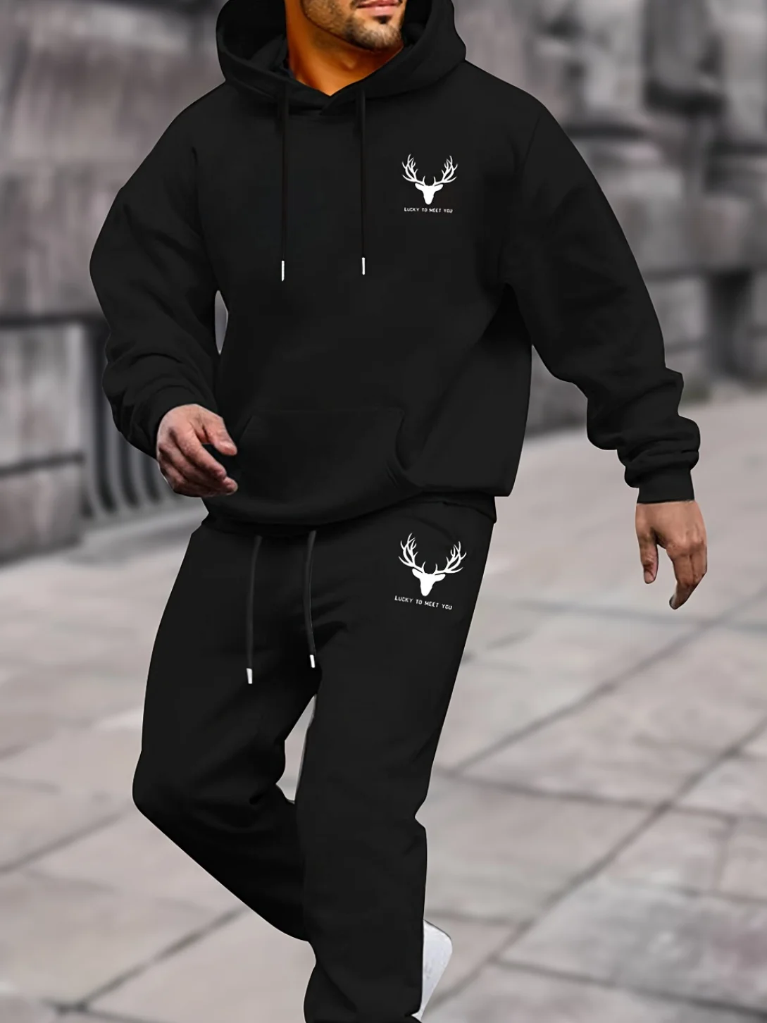 

New Fashionable Fitness Jogging Casual Sportswear Set of 2 Pieces, Men's Hooded Sweatshirt and Autumn and Winter Long Pants