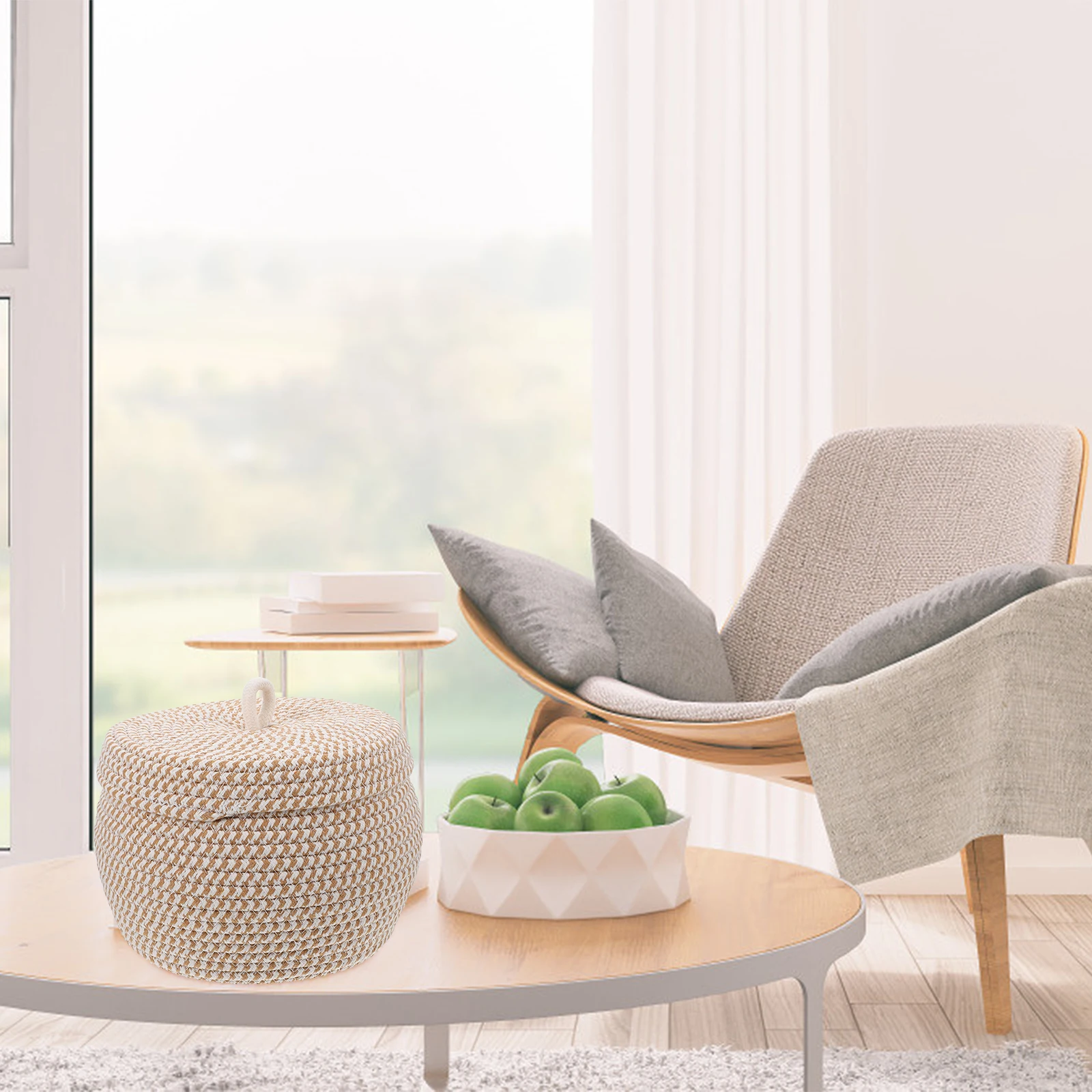 

Cotton Rope Basket Woven Storage Container Large Capacity Living Room Bedroom Toy Braided Storage Box Home Decor